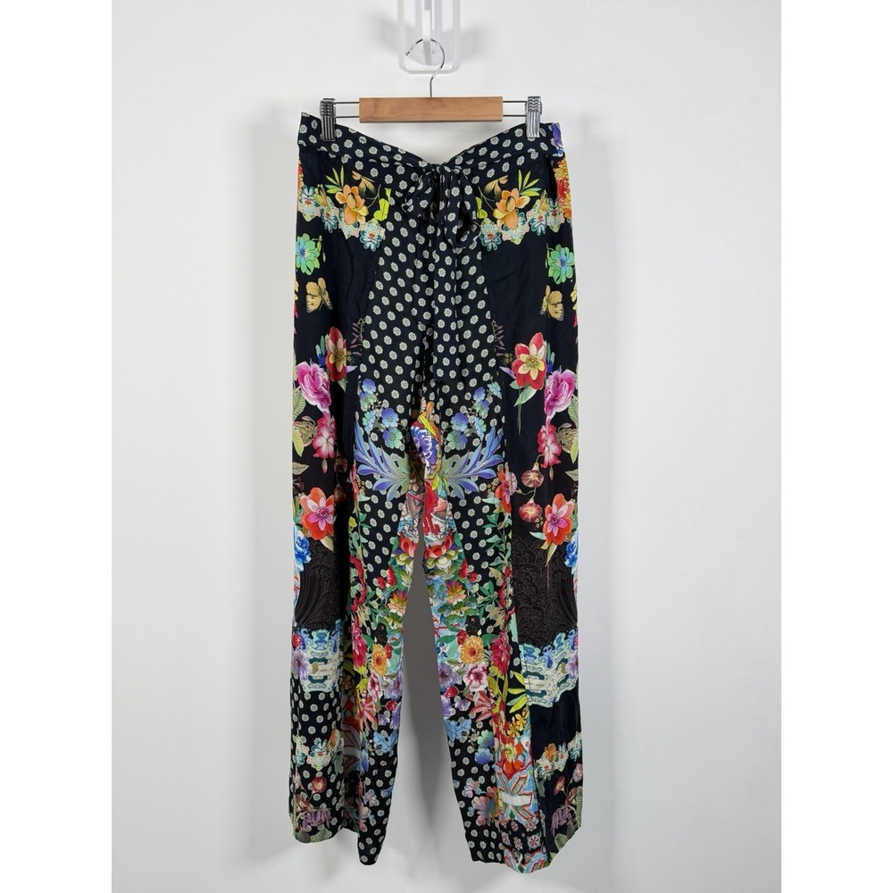 Johnny Was Dreamer Pants Womens Large Floral Boho Wrap Bohemian Ankle Relaxed - Picture 2 of 9